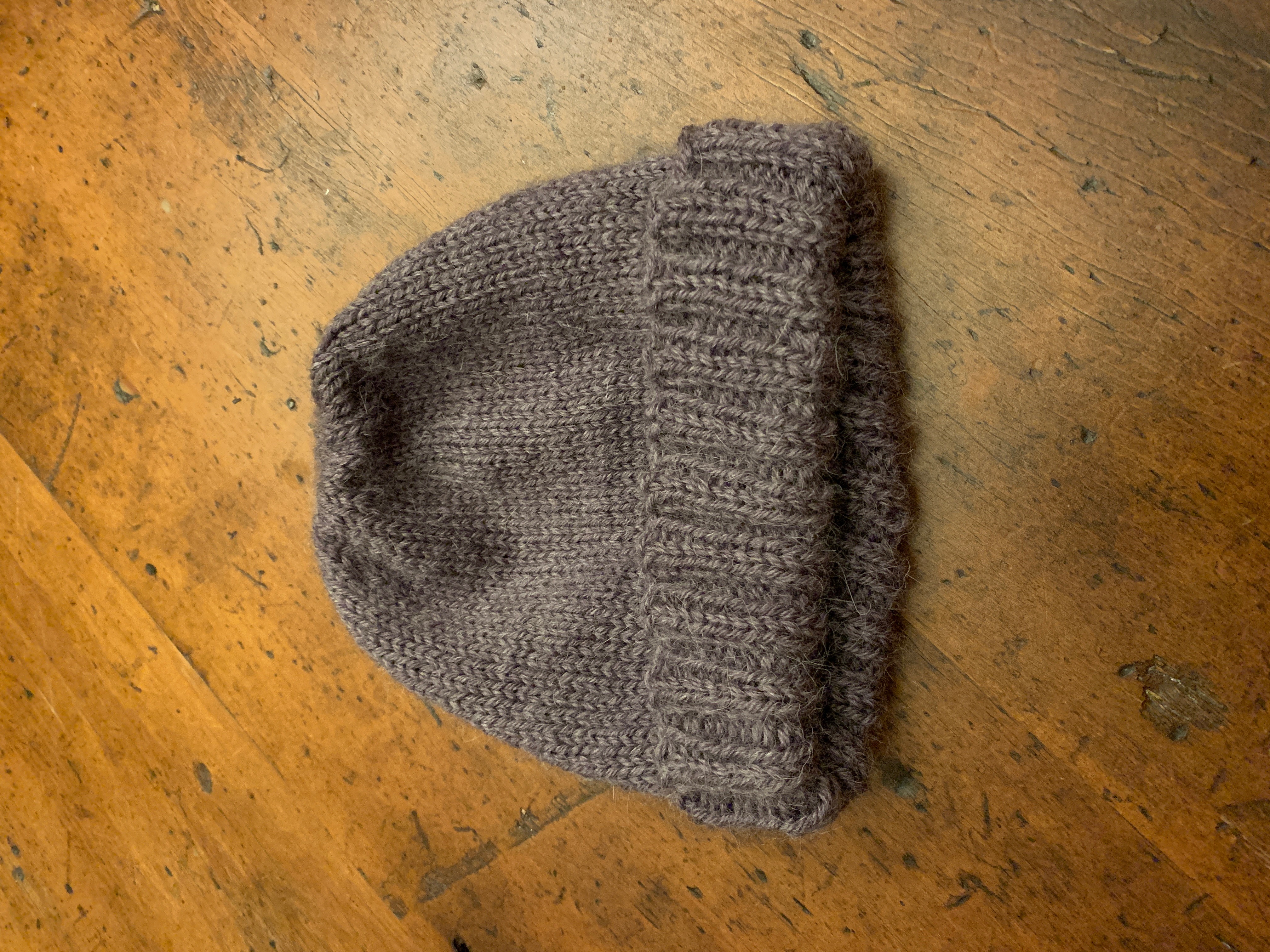 Gray beanie close up.